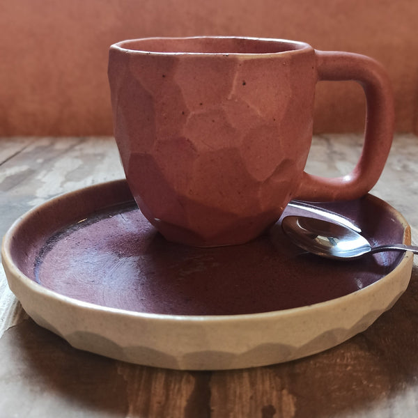 Faceted Cup and Saucer