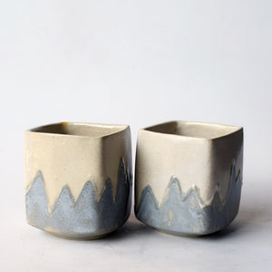 Ivory and Grey Mountain Tea Cups (Set of 2)