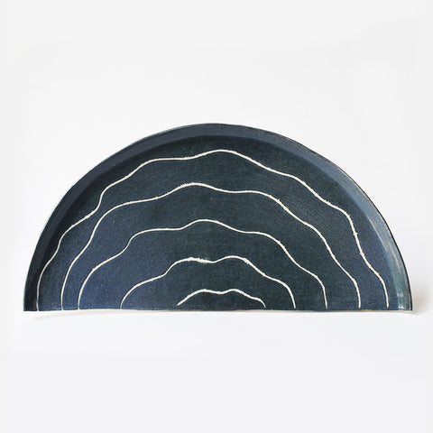 Monochrome Waves Half Platter 15"